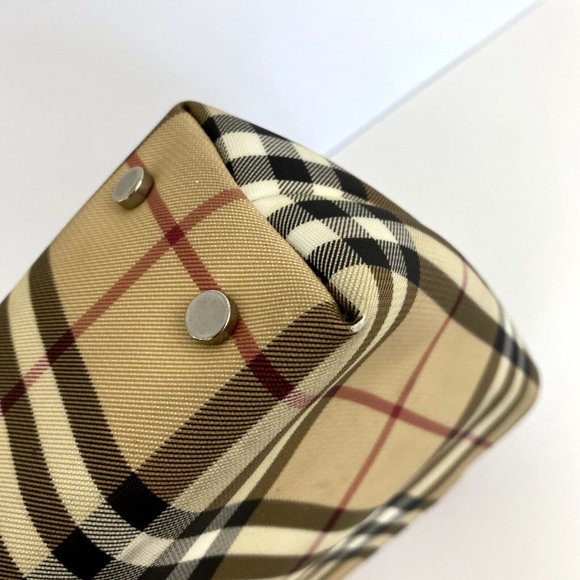 🔥🔥 sale.Burberry T-02-1 Handbag Small Tote Nova Check with Red Leather Straps, - Picture 16 of 17